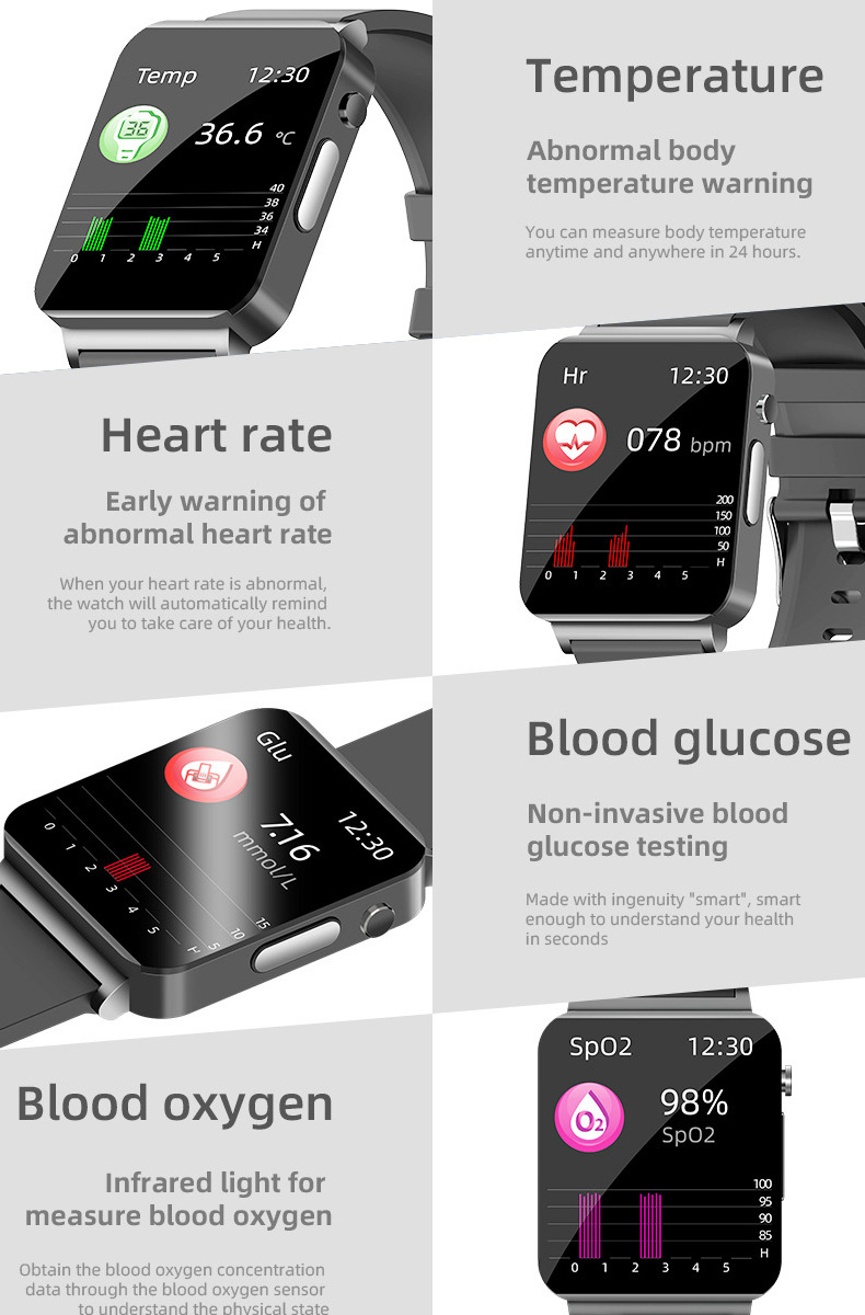 VALDUS ECG Health Smartwatch 1.72 Inch Big ScreenTouch watch Blood Glucose Blood Oxygen Monitor Wearable Device Ks03 Smart Watch