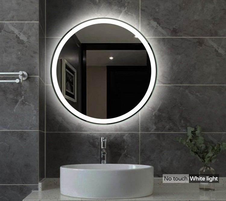 Aluminum Alloy Round Frame Wall Hang Vanity Bathroom Mirror With LED Lights