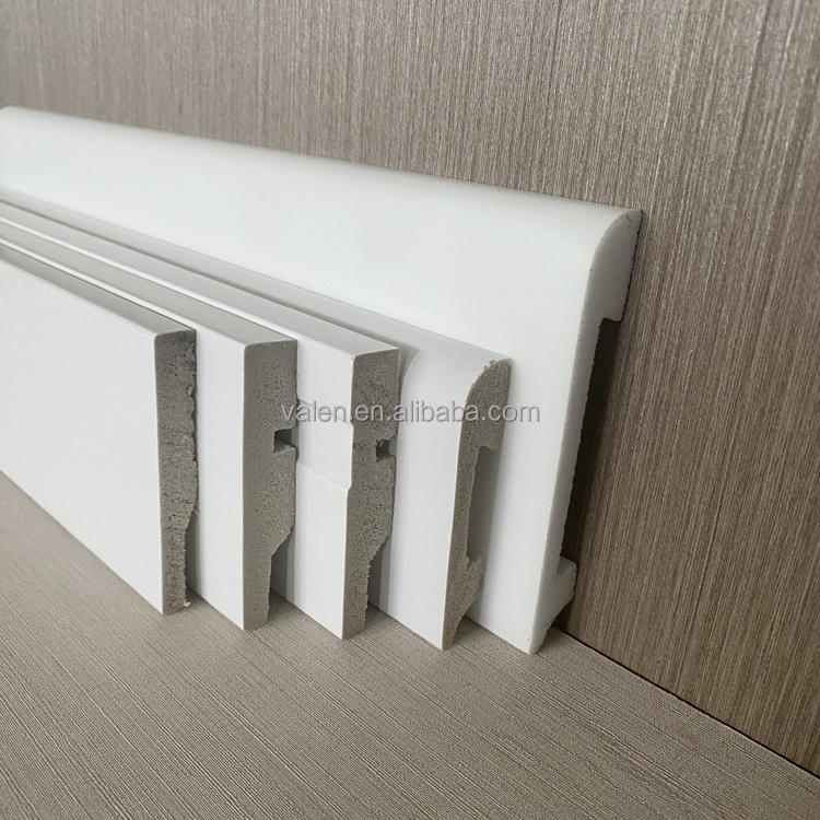 Modern Ps Foam Plain Panel Moulding For Wall Decoration Plastic Primed Base Molding Skirting Board Baseboard Trim For Interior