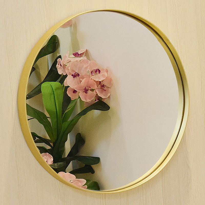 Contemporary luxury design wall mounted decorative gold large round aluminum alloy frame wall mirror for living room