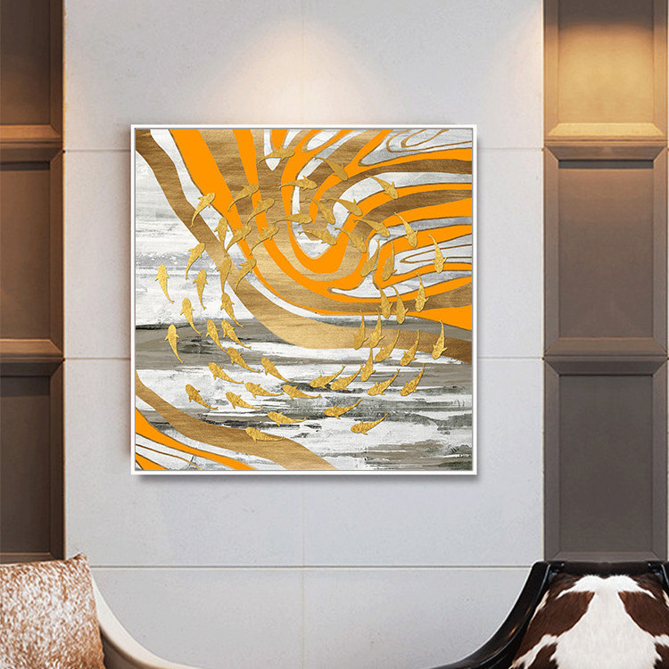 Orange tones motivational modern easy simple abstract painting wall art