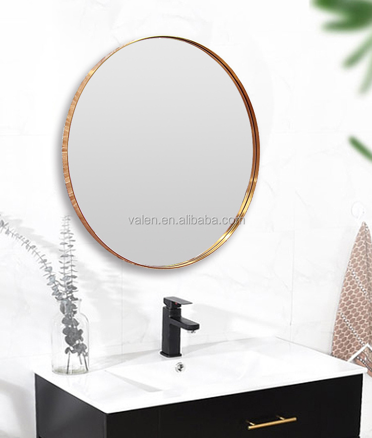 Contemporary luxury design wall mounted decorative gold large round aluminum alloy frame wall mirror for living room