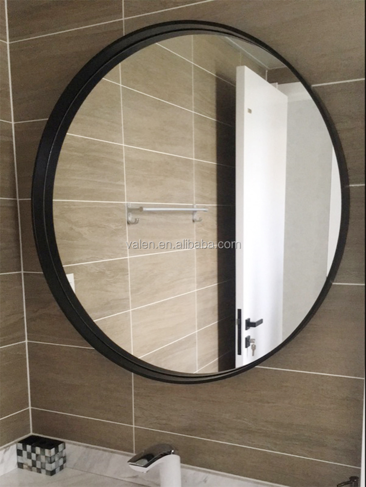 Contemporary luxury design wall mounted decorative gold large round aluminum alloy frame wall mirror for living room