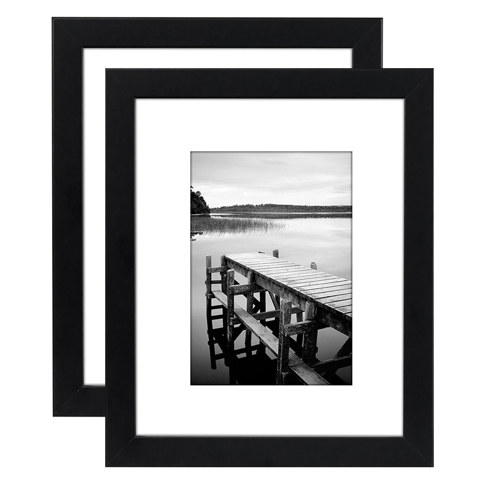 8x10 Black Picture Frames - Display Pictures 5x7 with Mats - Display Pictures 8x10 Without Mats