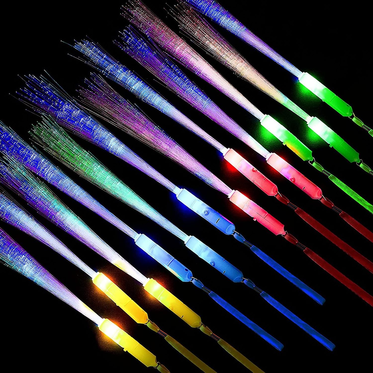 Glow Sticks Party Light Up Fiber Optic Wand 3 Modes Colorful Flashing LED Light Up Glow Wands Sticks for Party Favors