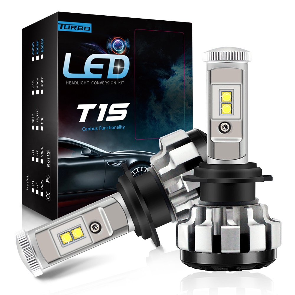 car headlight Bulbs  T1S Led kit fog lamp H4 H7 H11 9004 9007 Led Light Headlight 80w 8000lm for car truck auto motorcycle