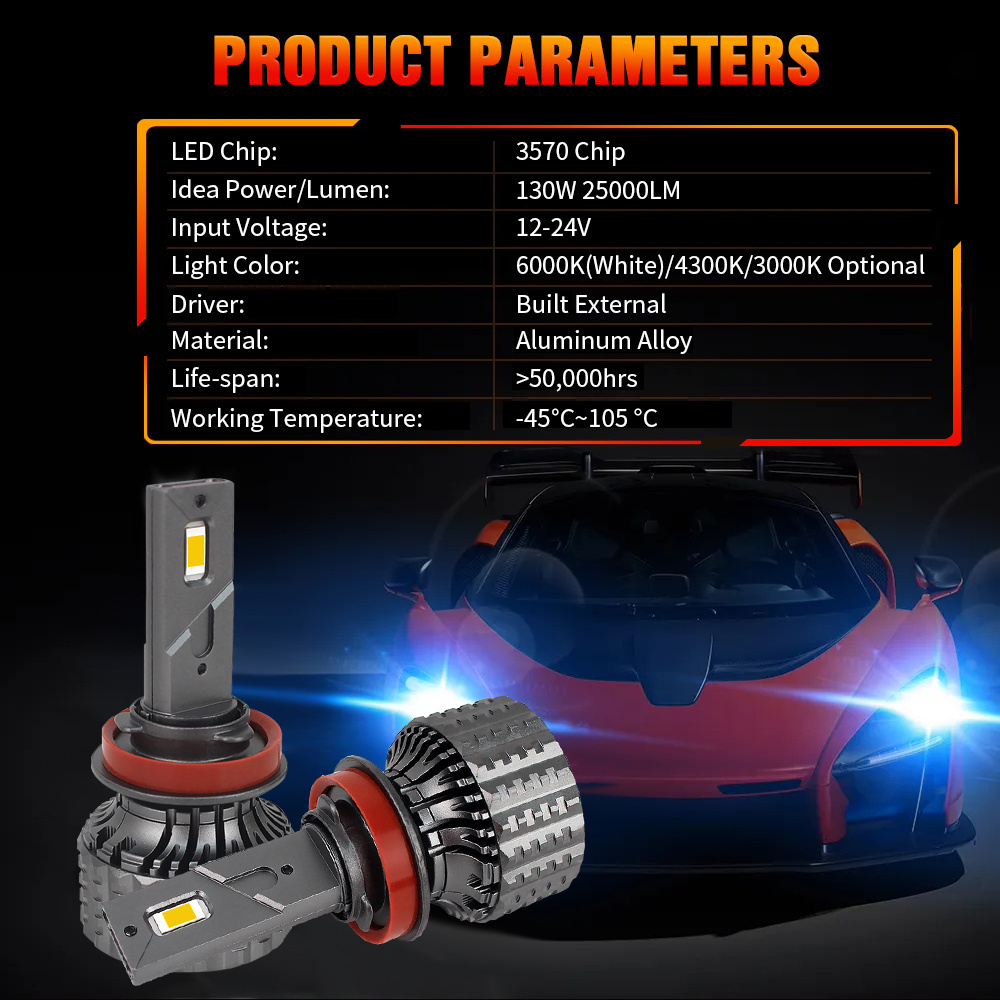 Super Bright 150W 4300K 5000K  Fog Light Bulb H4 H7 Led H7 H4 H1 H3 9005 9006 H11 H4 H7 Auto Car V8 Led Headlights H4