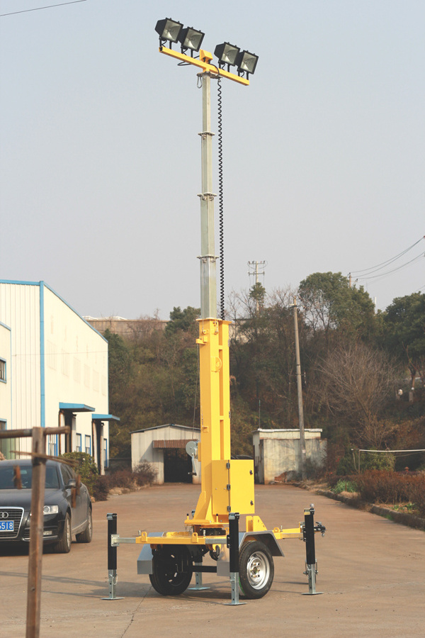 Trolley Light Tower Professional Light Portable Light Tower with Telescopic Retractable Mast