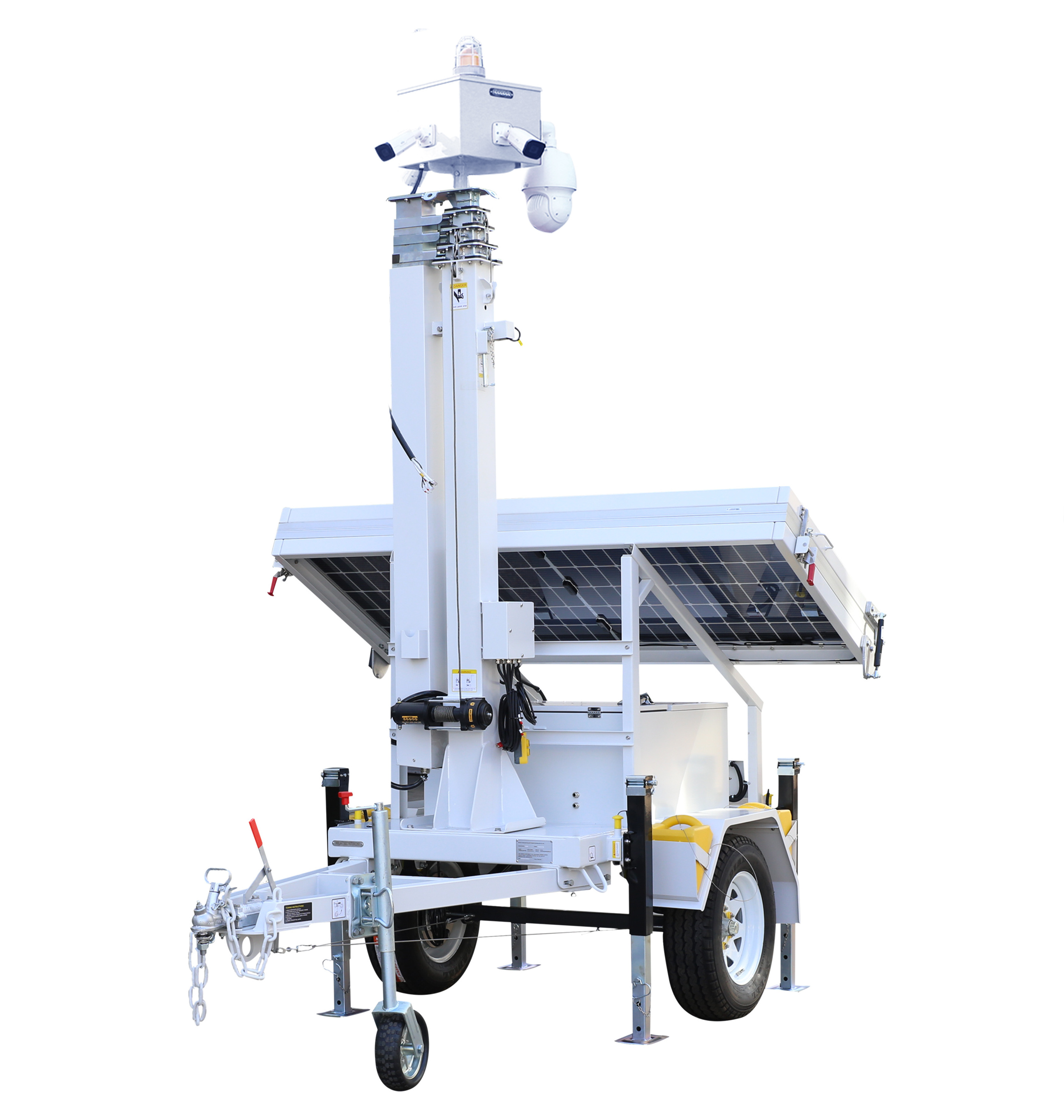 Portable Tower CCTV Digital Camera Mobile Solar Surveillance Trailer For Parking Lot Security