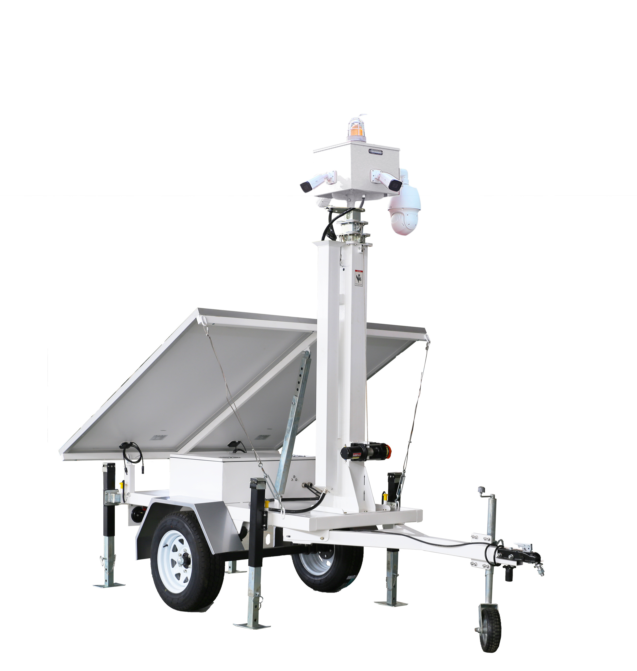 Mobile Trailer Solar Power CCTV Tower With 4G Digital Camera Portable Surveillance Trailer For Parking Lot Security