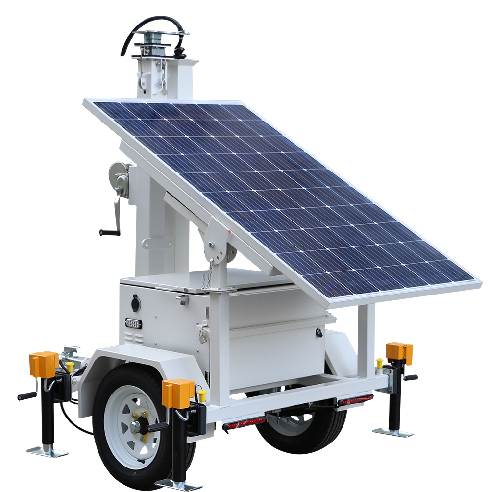 Mobile portable CCTV  Solar Powered Trailer with  PTZ Dome Cameras