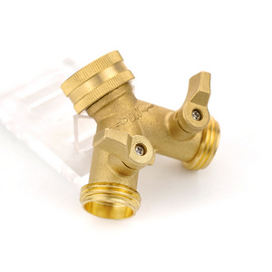 3/4" 2 Way Brass Garden Hose Y Type Splitter Watering Tap Connector Adapter Brass Manifold