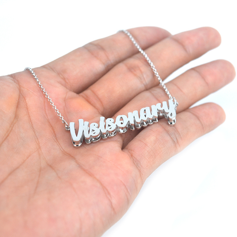 Custom stainless steel Personalized double layer Silver name necklace