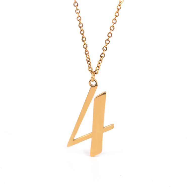 Custom 10K Gold Plated Stainless Steel Necklace  Chain  Number Pendant