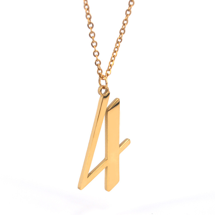 Custom 10K Gold Plated Stainless Steel Necklace  Chain  Number Pendant