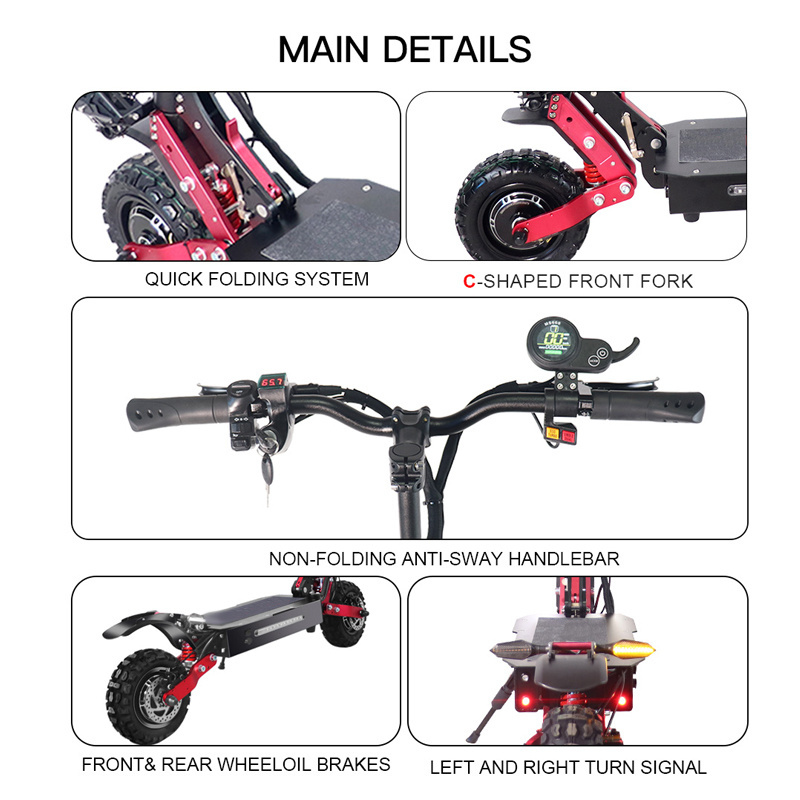 11inch 60v 72v 3000w 5600w 5600w Off Road Dual Motor Electric Scooter Fast Speed European Warehouse 10 Inch Escooter For Adults