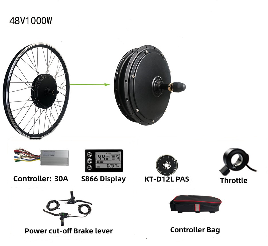 High Efficiency Electric Bicycle Conversion Kits S866 Display 500W 750W 1000W Ebike BLDC Hub Spoke Motor Kit