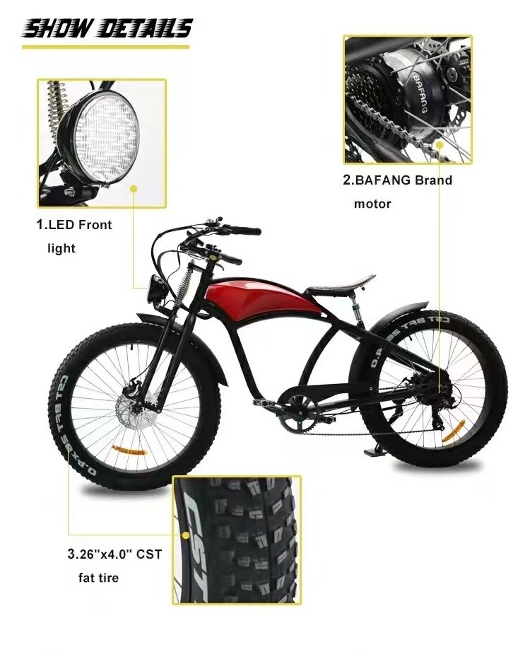 26*4.0 750w 1000w Big Power Fat Tire Electric Mountain E Bike/snow Bike/electric Bicycle With Ce