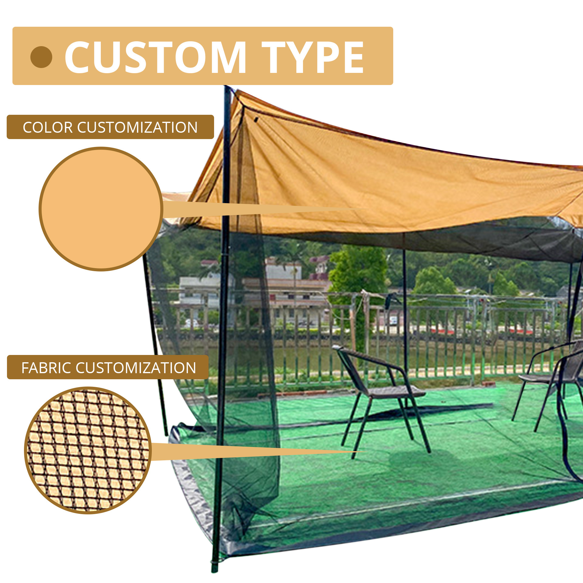 Portable Folding Beach Awning Canopy Outdoor Camping Tent with Mosquito Net Customizable Sunshade Rain Fly for Car Family