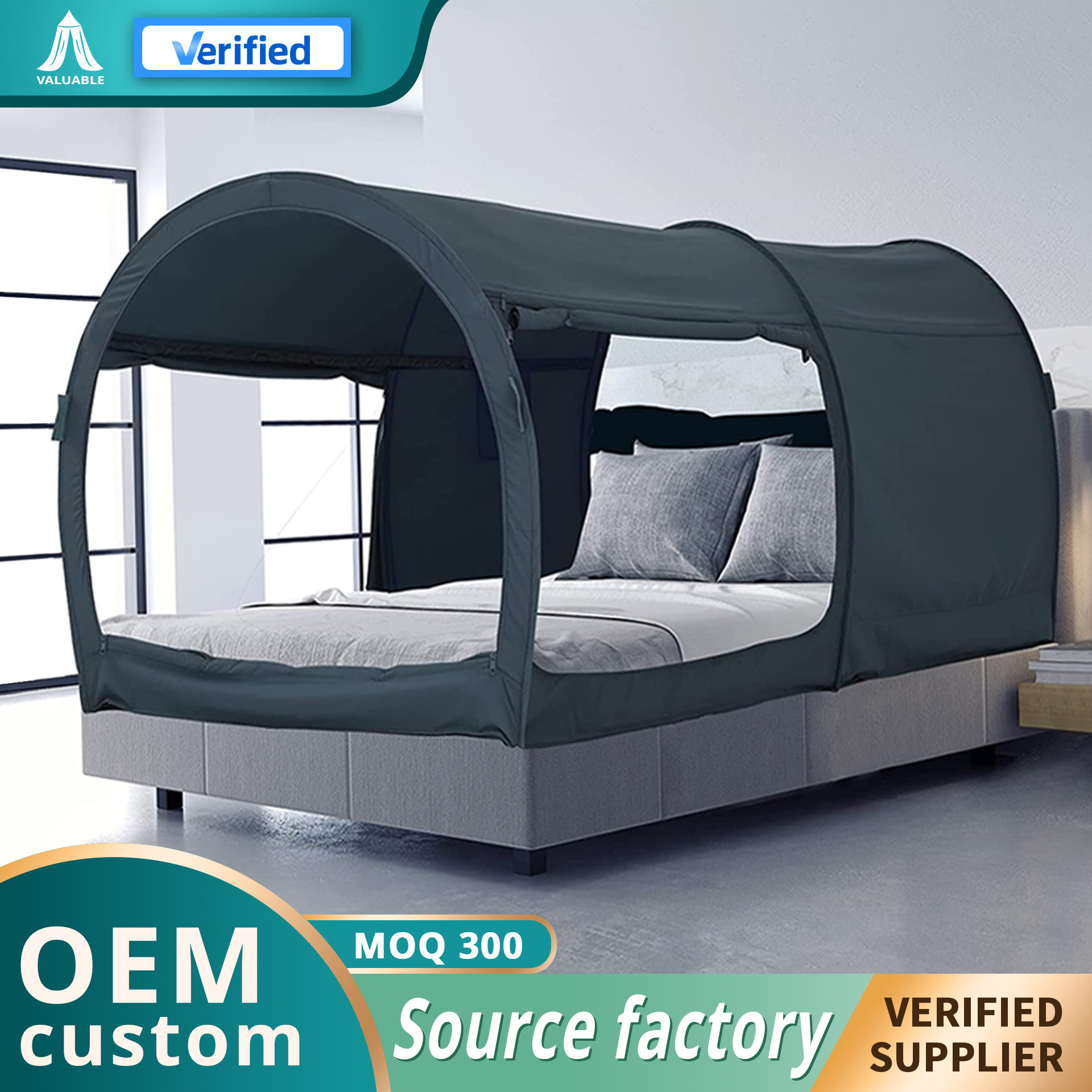 Foldable Indoor Pop-up Play & Privacy Bed Tent Blackout Mosquito Net Canopy Dream Camping Tent Black Made Polyester-for Home Use