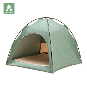 Portable Polyester & Cotton Pet Cabin Tent with Mosquito Net & Bed Canopy for Puppies and Kittens for Camping Travel Home Use