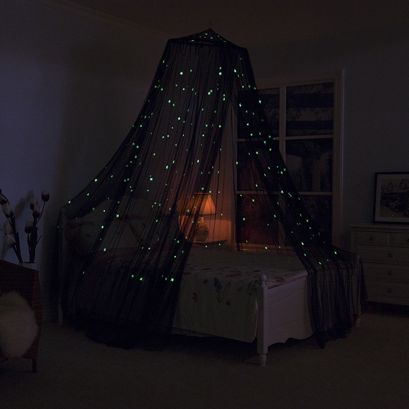 Glow in The Dark Kids Bed Canopy Baby Crib Play Tent Fairy Light Stars Large Mosquito Net