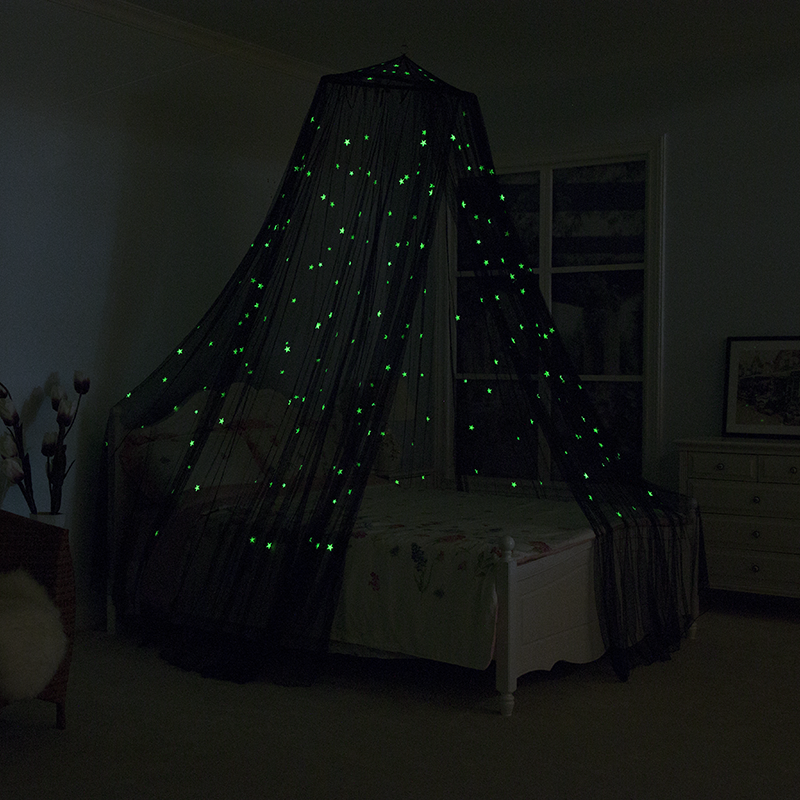 Glow in The Dark Kids Bed Canopy Baby Crib Play Tent Fairy Light Stars Large Mosquito Net