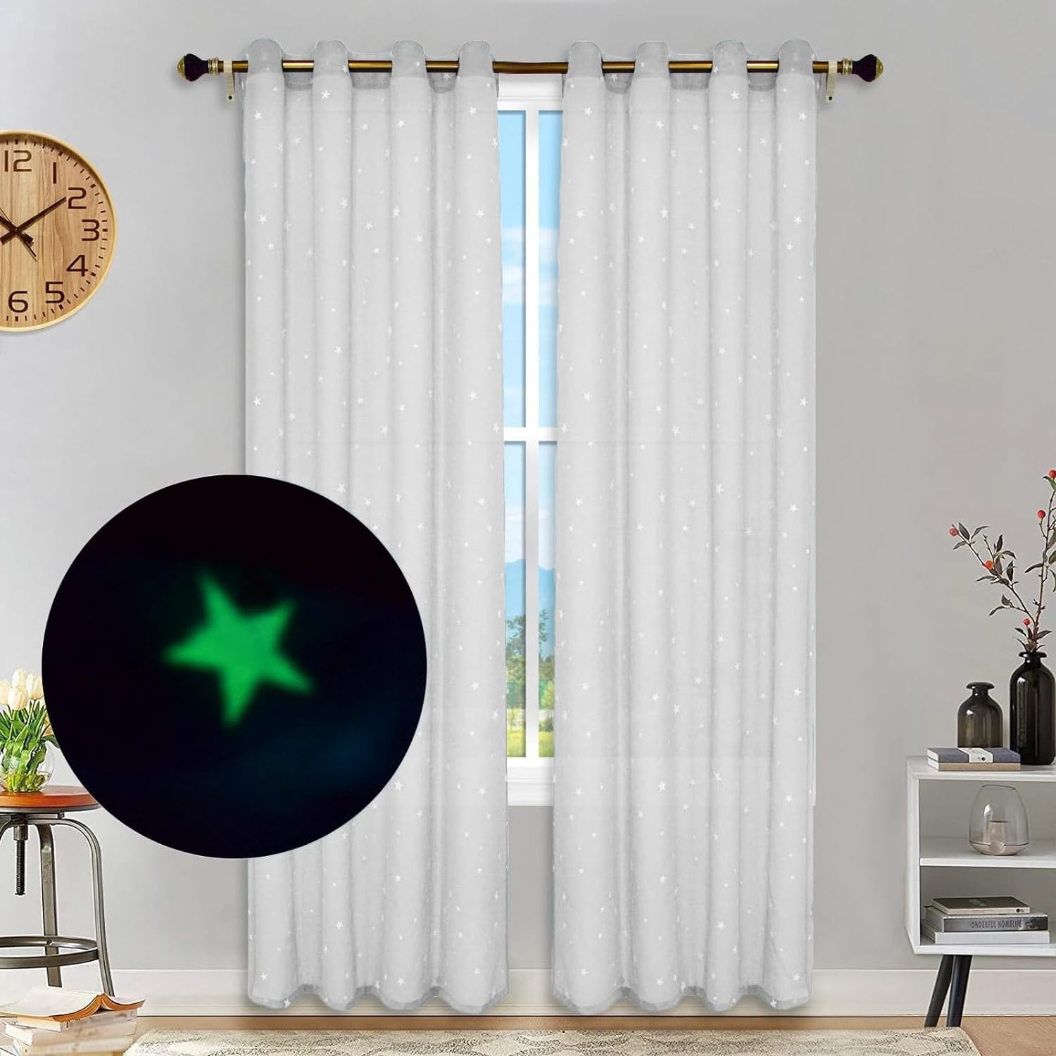 glowing in the dark stars curtain sunshade Cartoon princess style Room decoration windons screen and door screen