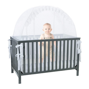 Portable Unisex Infant Crib Tent Baby Canopy Bed Mosquito Net Cover Knitted Fabric with Polyester Fill for Outdoor Use for Kids