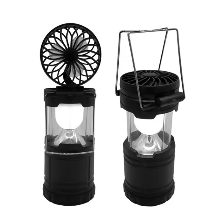 Outdoor Portable Mini Camping Lamp with Fan Stretch Tent Light for Campsites