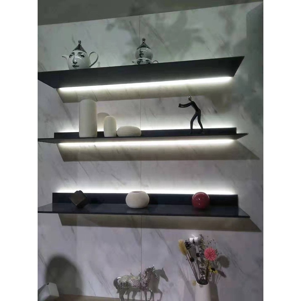 Foshan Modular Aluminum Polished Decoration Floating Wall Shelf With Led Light