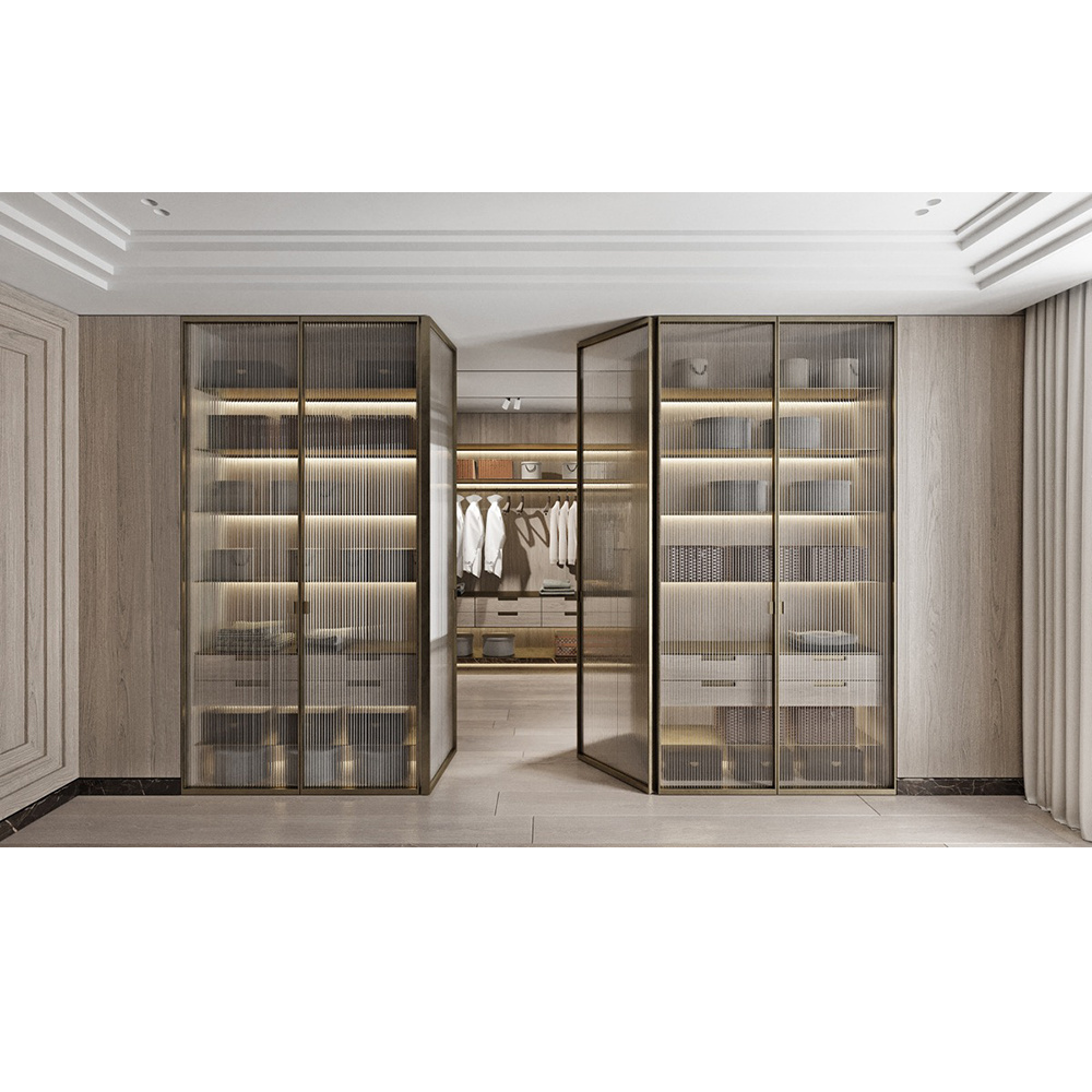 Wardrobe Organizer Guarda Roupa Bedroom Furniture Modern Luxury Home Furniture Metal Aluminum Frame Glass Customized Size 25days