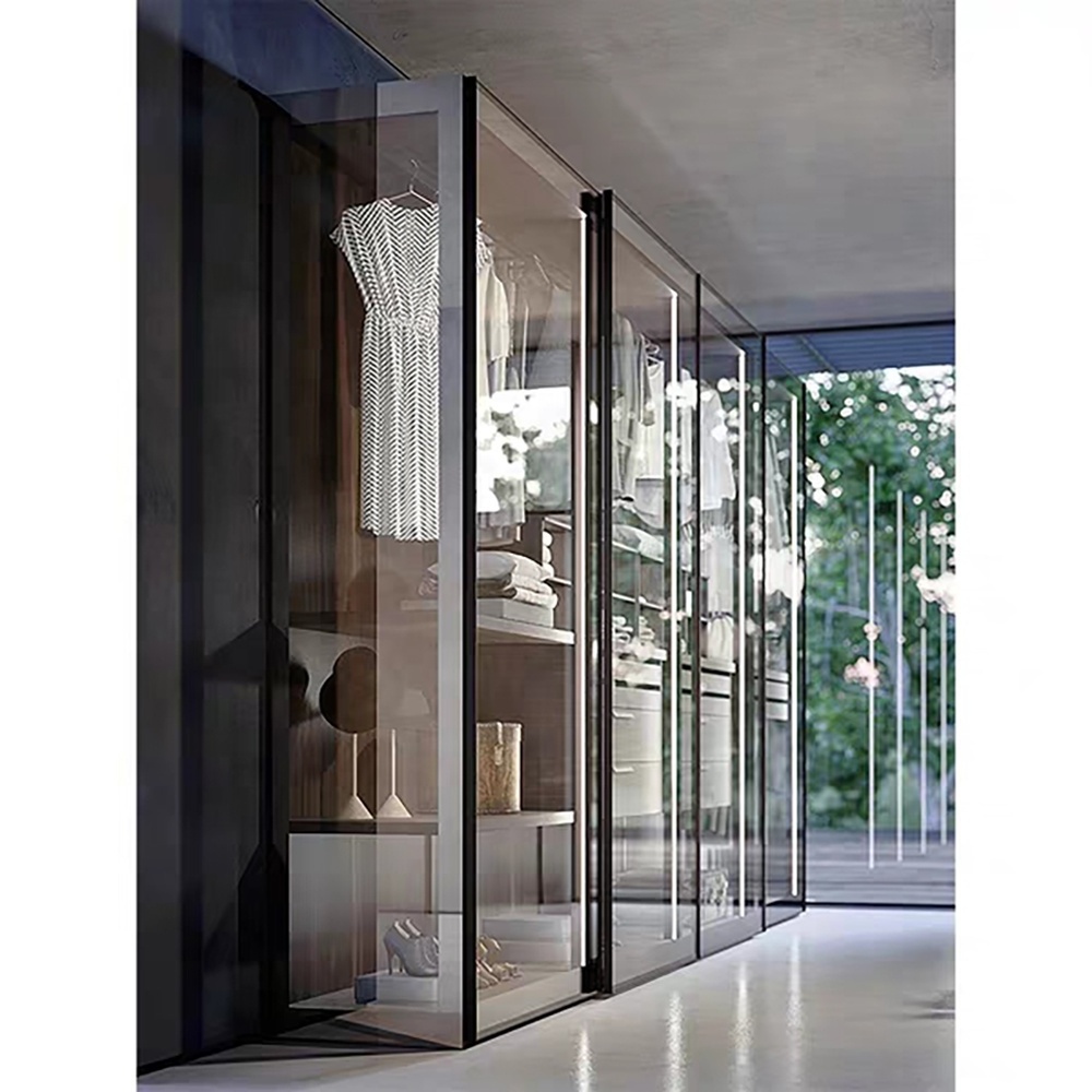 China Manufacturers Luxury Bedroom Furniture Custom Aluminum Extrusion Glass Wardrobe Organizer For Dressing Room