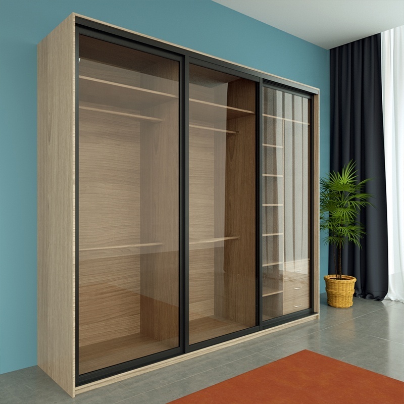 Custom Made Aluminum Wardrobe Glass Door  Wardrobes Wood Cabinet Wardrobe With Laminte