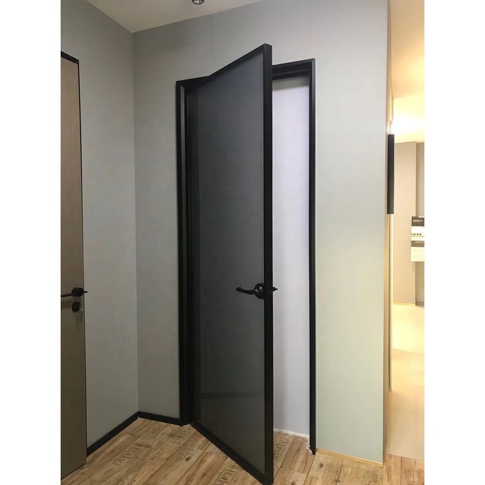 Interior Door or Gates with Lock Bedroom Aluminum Swing Glass Modern Entry Doors Tempered Glass Panel and Aluminum Frame 25days