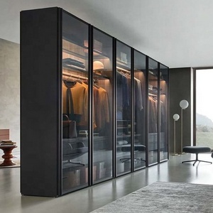 Modern Custom Designs Sliding Door Storage Wardrobe Closet Cabinet Bedroom Furniture Glass China Home Furniture Customized Size