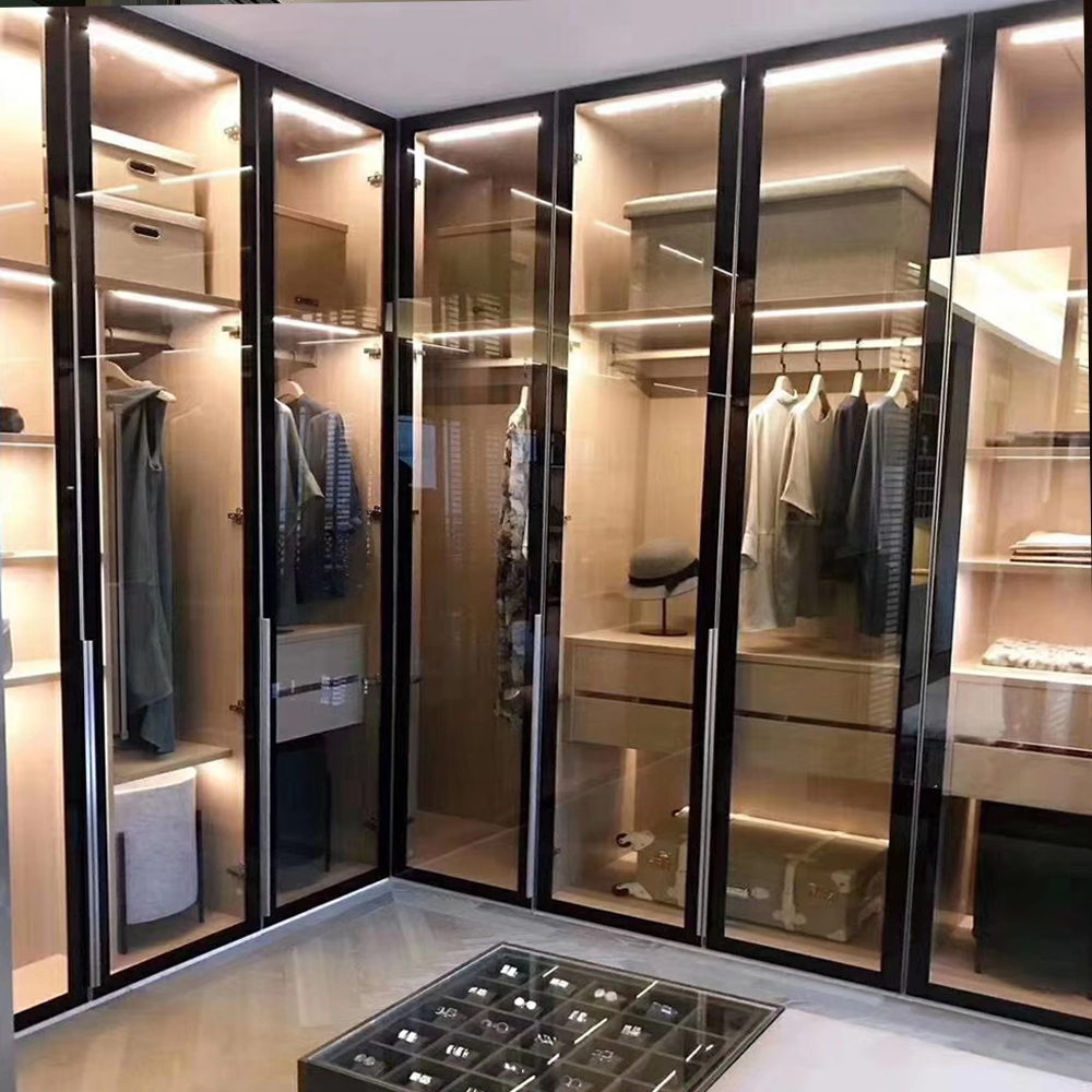 Best Selling Wardrobe Aluminium Glass Door Designs India Bedroom Furniture Home Furniture Modern Metal Customized Size 25days