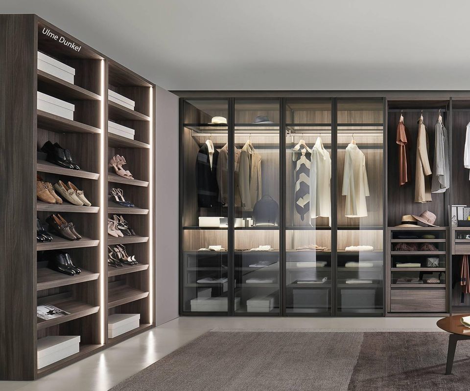 Custom bedroom Cabinet  Walk In Closet Wardrobe Aluminum Profile Frosted  custom bedroom Glass led light wardrobes