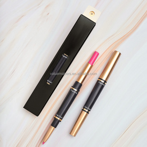 dual-ended matte lipstick with lip liner private label water proof nude 2 in 1 lipsticks vegan  cruelty-free red lip beauty