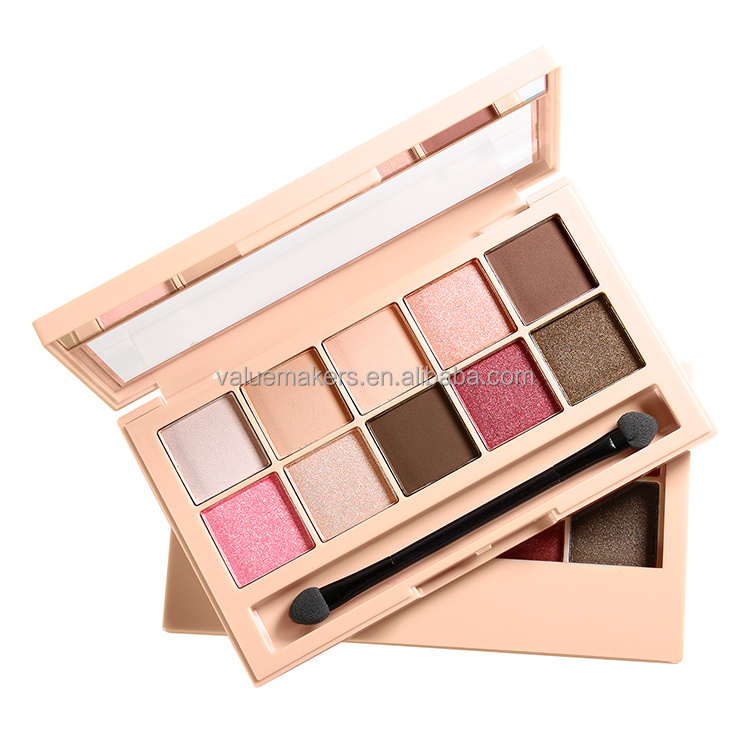 OEM&ODM whole sale bulk 10 colors daily nude eyeshaddow palette high pigmented matte shimmer  eyeshadow palette with brush