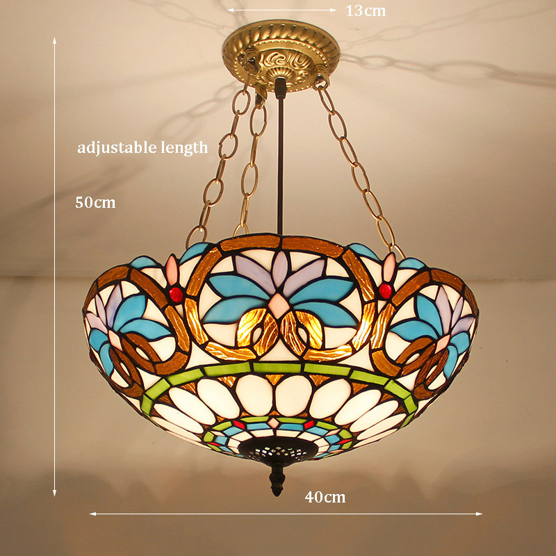 Luxury stained glass lamp shade antique hanging chandelier lampe tiffany pendant