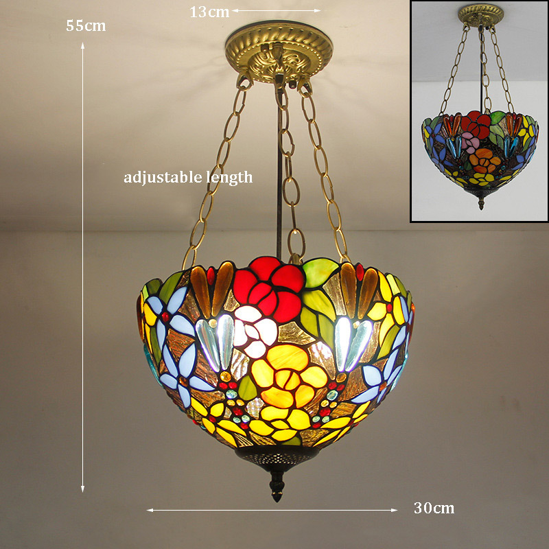 Luxury stained glass lamp shade antique hanging chandelier lampe tiffany pendant