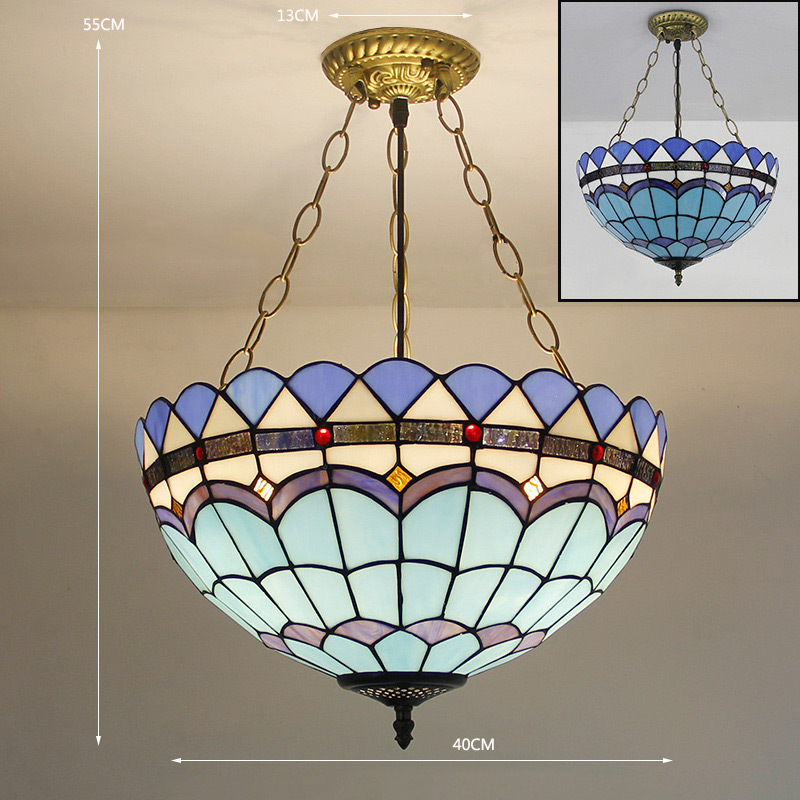 Luxury stained glass lamp shade antique hanging chandelier lampe tiffany pendant