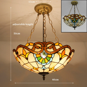 Luxury stained glass lamp shade antique hanging chandelier lampe tiffany pendant