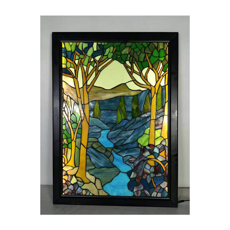 Decoration black tiffany stained glass window panel  wall mural led tiffany decor