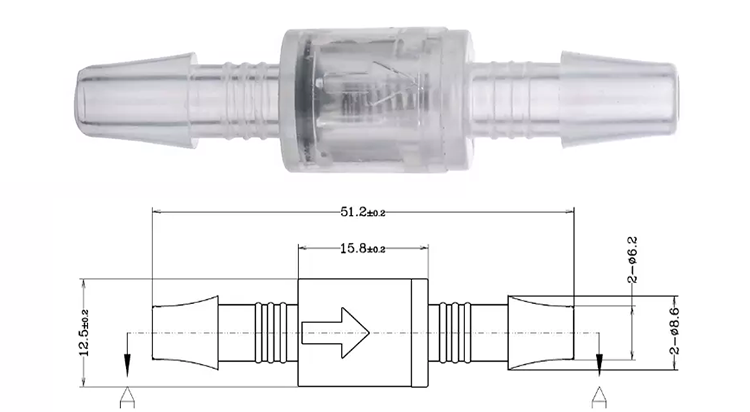 plastic ozone blow off air gas relief release  one way diaphragm valve barb spring ball duckbill  check non return valve