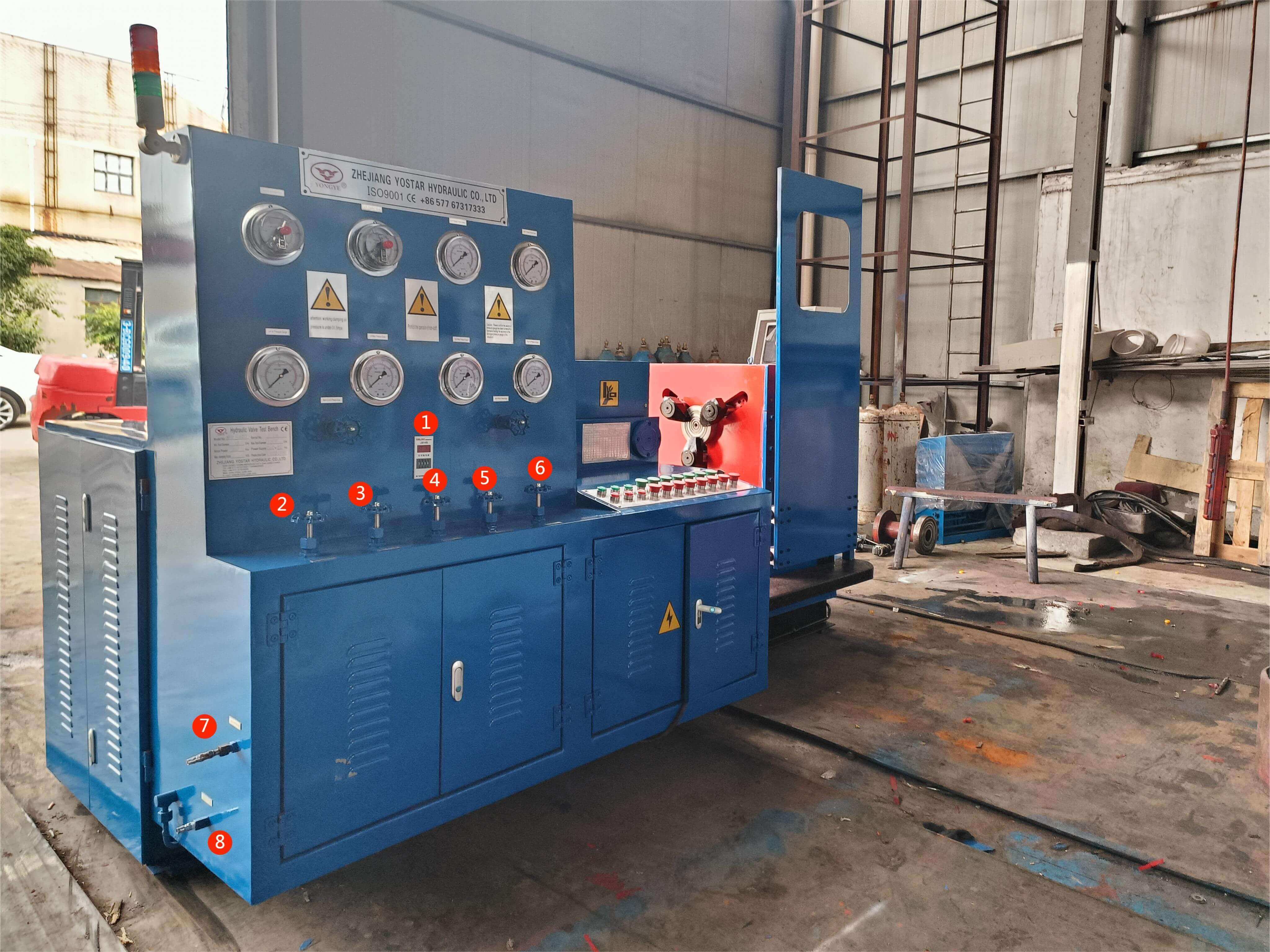 Equipped with Safety Door Horizontal Gate Valve Seal Test Bench for Sale API English Hydraulic Manual Pressure Gauge Display