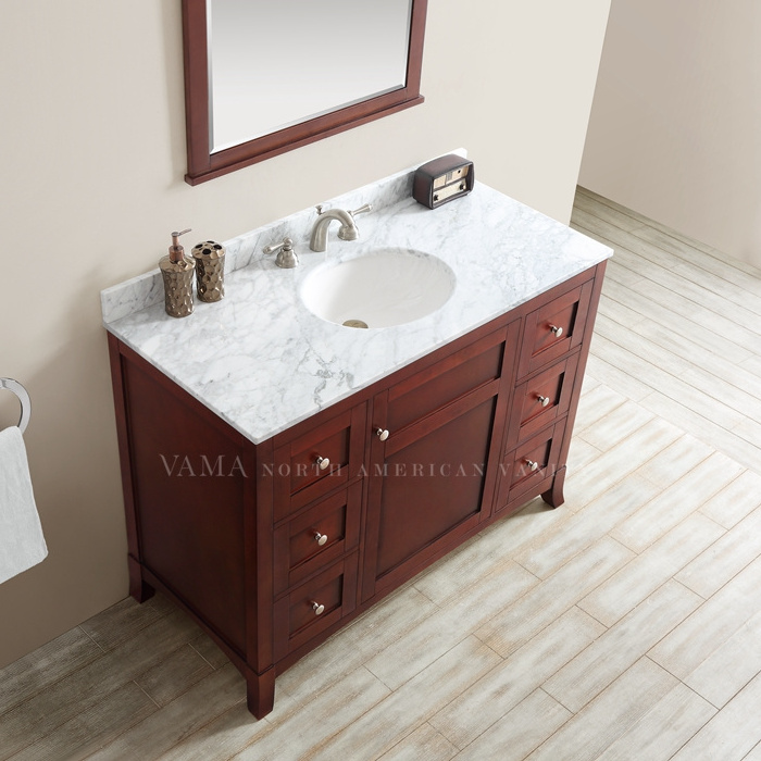 VAMA 48 inch ready made floor stand vitnam bathroom cabinet with marble top wholesale bathroom vanity set 730048