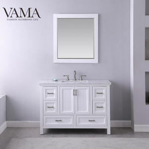 VAMA Factory 48 inch mid century cheap bathroom vanity custom made cabinets with single sink and mirror for sale 538048