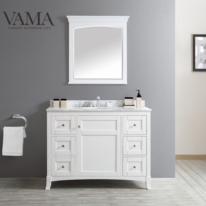 VAMA 48 inch ready made floor stand vitnam bathroom cabinet with marble top wholesale bathroom vanity set 730048